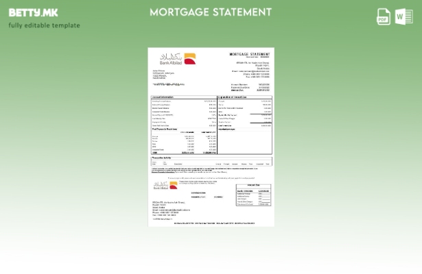 модерен стил Извод за хипотека на Саудиска Арабија банка Албилад во шаблон за фо